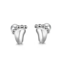 925 Sterling Silver Stud Earrings, Foot, Korean style & for woman, silver color, 4.70x6mm, Sold By Pair