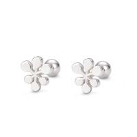 925 Sterling Silver Stud Earrings, Geometrical Pattern, Korean style & for woman, silver color, 5.70x6.40mm, Sold By Pair