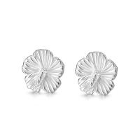 925 Sterling Silver Stud Earrings Flower Korean style & for woman silver color Sold By Pair