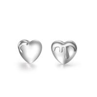 925 Sterling Silver Stud Earrings Heart Korean style & for woman silver color Sold By Pair