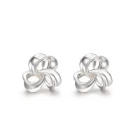 925 Sterling Silver Stud Earrings, Flower, Korean style & for woman, silver color, 7.80x7.80mm, Sold By Pair