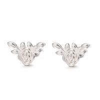 925 Sterling Silver Stud Earrings, Rose, Korean style & for woman, silver color, 12.10x7.10mm, Sold By Pair