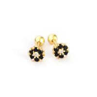 Cubic Zirconia Micro Pave Sterling Silver Earring 925 Sterling Silver Flower plated micro pave cubic zirconia & for woman Sold By Pair
