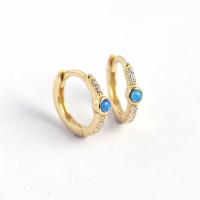 925 Sterling Silver Hoop Earrings, with Opal, plated, for woman & with rhinestone, more colors for choice, 11mm, 8.5mm, Sold By Pair