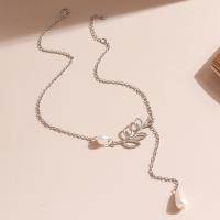Plastic Pearl Necklace with brass chain plated fashion jewelry & for woman Length Approx 23.93 Inch Sold By PC