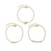 Zinc Alloy Anklet with Plastic Pearl with 1.97inch extender chain three pieces & fashion jewelry & for woman nickel lead & cadmium free Length Approx 7.87 Inch Sold By Set
