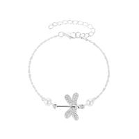 Tibetan Style Anklet, with Plastic Pearl, silver color plated, fashion jewelry & for woman, nickel, lead & cadmium free, Length:Approx 9.45 Inch, Sold By PC