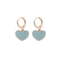 Cubic Zirconia Micro Pave Brass Earring, Heart, gold color plated, micro pave cubic zirconia & for woman, more colors for choice, nickel, lead & cadmium free, 15x25mm, Sold By Pair