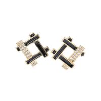 Cubic Zirconia Micro Pave Brass Earring Square gold color plated micro pave cubic zirconia & for woman & enamel & hollow nickel lead & cadmium free Sold By Pair