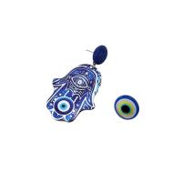 Evil Eye Earrings, Tibetan Style, with Acrylic, plated, for woman & enamel, blue, nickel, lead & cadmium free, 20x20mm,38x70mm, Sold By Pair