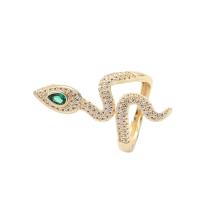 Cubic Zirconia Micro Pave Brass Ring Snake gold color plated micro pave cubic zirconia & for woman nickel lead & cadmium free Inner Approx 17mm Sold By PC