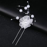 Hair Stick Zinc Alloy with Etamine & Plastic Pearl fashion jewelry & for woman white nickel lead & cadmium free Sold By PC
