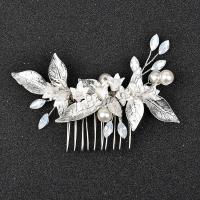 Decorative Hair Combs, Tibetan Style, with Porcelain & Plastic Pearl, fashion jewelry & for woman & with rhinestone, more colors for choice, nickel, lead & cadmium free, 100x50mm, Sold By PC