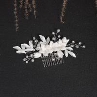 Dekoratives Haarkämmchen, Zinklegierung, mit Porzellan & Kristall & Kunststoff Perlen, Modeschmuck & für Frau, keine, frei von Nickel, Blei & Kadmium, 100x135mm, verkauft von PC