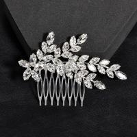 Decorative Hair Combs, Tibetan Style, with Glass Rhinestone, fashion jewelry & for woman, silver color, nickel, lead & cadmium free, 100x70mm, Sold By PC