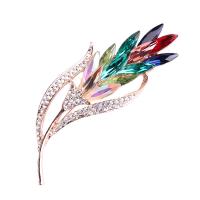 Crystal Brooch, Tibetan Style, with Crystal, Wheat, rose gold color plated, fashion jewelry & for woman, more colors for choice, nickel, lead & cadmium free, 55x55mm, Sold By PC
