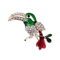 Rhinestone Brooch, Tibetan Style, Woodpecker, plated, fashion jewelry & for woman & with rhinestone, nickel, lead & cadmium free, 43x40mm, Sold By PC