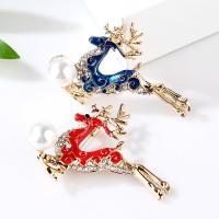 Enamel Brooch, Tibetan Style, with Plastic Pearl, Deer, plated, for woman & with rhinestone, more colors for choice, nickel, lead & cadmium free, 50x30mm, Sold By PC