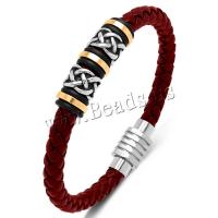 PU Leather Cord Bracelets with 316L Stainless Steel Vacuum Ion Plating & for man 6mm Sold By PC