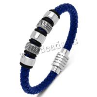PU Leather Cord Bracelets with 316L Stainless Steel & for man 6mm Sold By PC