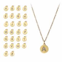 Stainless Steel Jewelry Necklace 316 Stainless Steel with Brass with 5cm extender chain Alphabet Letter gold color plated random style & micro pave cubic zirconia & for woman golden Length 40 cm Sold By PC