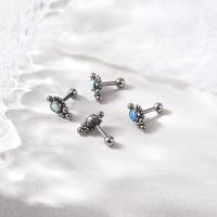 316 Stainless Steel Stud Earring Set, with Opal, 12 pieces & for woman, mixed colors, about:3x1.2x6mm, Sold By Set