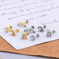 316 Stainless Steel Stud Earring Set with Opal Vacuum Ion Plating 8 pieces & for woman mixed colors Sold By Set