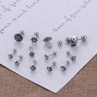 316 Stainless Steel Stud Earring, random style & Unisex & blacken, original color, about:3-4x1.2x6mm, Sold By PC