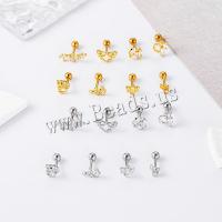 Brass Stud Earring Set with 316 Stainless Steel plated 8 pieces & micro pave cubic zirconia & for woman nickel lead & cadmium free x Sold By Set