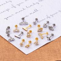 Titanium Stud Earring Set, plated, 8 pieces & micro pave cubic zirconia & for woman, more colors for choice, about:1.2x8mm, Sold By Set