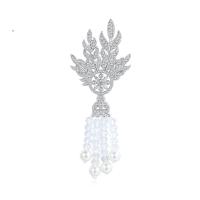 Cubic Zirconia Brooch Brass with Crystal & Plastic Pearl Wheat platinum color plated micro pave cubic zirconia & for woman nickel lead & cadmium free Sold By PC