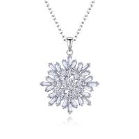Cubic Zircon Micro Pave Brass Necklace, with 5cm extender chain, Snowflake, platinum color plated, fashion jewelry & micro pave cubic zirconia & for woman, nickel, lead & cadmium free, 24.90x31.90mm, Length:40 cm, Sold By PC