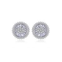 Cubic Zirconia Micro Pave Brass Earring, platinum color plated, micro pave cubic zirconia & for woman, nickel, lead & cadmium free, 17.30x17.30mm, Sold By Pair