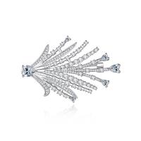 Cubic Zirconia Brooch Brass platinum color plated micro pave cubic zirconia & for woman nickel lead & cadmium free Sold By PC
