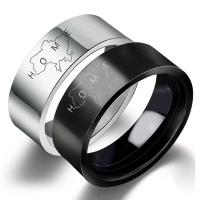 Stainless Steel Finger Ring 304 Stainless Steel Vacuum Ion Plating Unisex & with letter pattern 8mm US Ring Sold By PC
