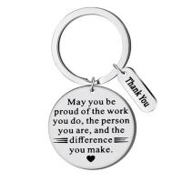 Bag Purse Charms Keyrings Keychains, 304 Stainless Steel, Round, Unisex & different size for choice & with letter pattern, original color, Sold By PC