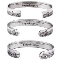 304 Stainless Steel Cuff Bangle Vacuum Ion Plating Unisex & with letter pattern Sold By PC