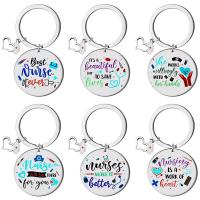 Bag Purse Charms Keyrings Keychains 304 Stainless Steel Flat Round printing Unisex & with letter pattern Sold By PC