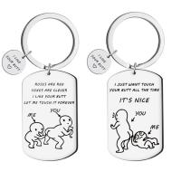 Bag Purse Charms Keyrings Keychains 304 Stainless Steel Vacuum Ion Plating Unisex & with letter pattern Sold By PC
