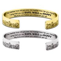 304 Stainless Steel Cuff Bangle Vacuum Ion Plating Unisex & with letter pattern 10mm Inner Approx 65mm Sold By PC