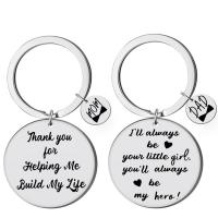 Bag Purse Charms Keyrings Keychains 304 Stainless Steel Flat Round Unisex & with letter pattern Sold By PC