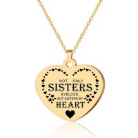 Stainless Steel Jewelry Necklace 304 Stainless Steel Heart Vacuum Ion Plating Unisex & with letter pattern 30mm Length Approx 23.62 Inch Sold By PC