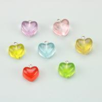 Resin Pendant, with Iron, Heart, DIY, more colors for choice, 17x14mm, Sold By PC