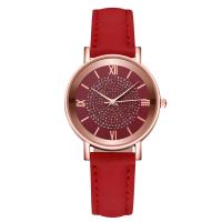 Women Wrist Watch Zinc Alloy with Leather & Glass waterproofless & Chinese movement & with roman number & for woman nickel lead & cadmium free Sold By PC