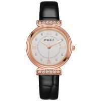 Women Wrist Watch Zinc Alloy with Leather & Glass waterproofless & Chinese movement & for woman & with rhinestone nickel lead & cadmium free Length Approx 9.25 Inch Sold By PC