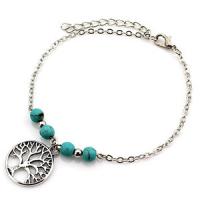 Fashion Jewelry Anklet, Tibetan Style, with turquoise, different styles for choice & for woman, nickel, lead & cadmium free, Length:Approx 8.27 Inch, Sold By PC