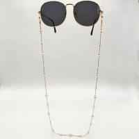 aleación de zinc Cadena de gafas, con Perlas plásticas, anti-skidding & para mujer, dorado, libre de níquel, plomo & cadmio, longitud:aproximado 75 cm, Vendido por UD