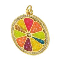 Cubic Zirconia Micro Pave Brass Pendant, gold color plated, fashion jewelry & DIY & micro pave cubic zirconia & enamel, multi-colored, 22x26x2mm, Hole:Approx 2mm, Sold By PC