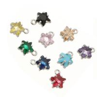 Cubic Zirconia (CZ) mosaz Přívěsky, Hvězda, barva stříbrná á, módní šperky & DIY & se zirkony, více barev na výběr, 7.50x10x4mm, Otvor:Cca 1mm, Prodáno By PC