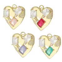 Cubic Zirconia Brass Pendants Heart gold color plated fashion jewelry & DIY & with cubic zirconia Approx 3mm Sold By PC